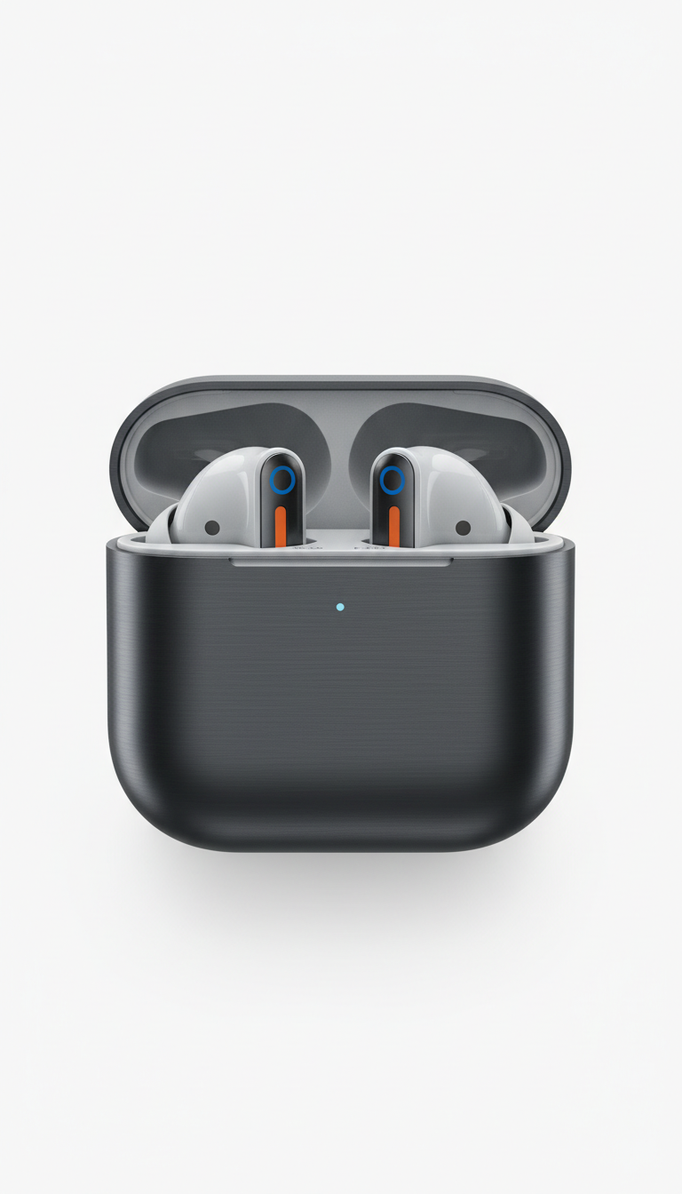 Wireless earbuds with brushed aluminum case